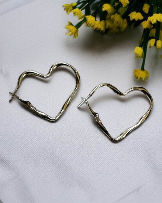 Metallic Colour Heart Earrings – Imitation Jewelry for Women & Girls