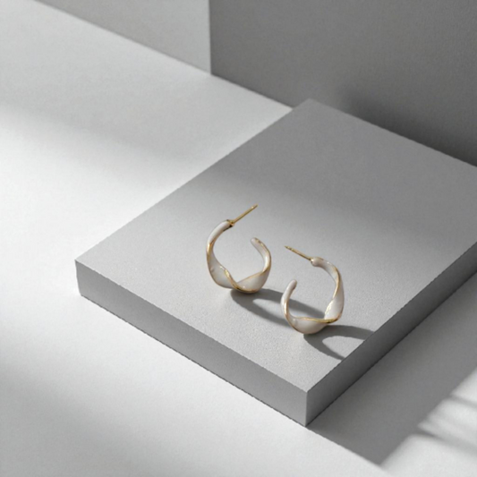 Twisted White Earrings