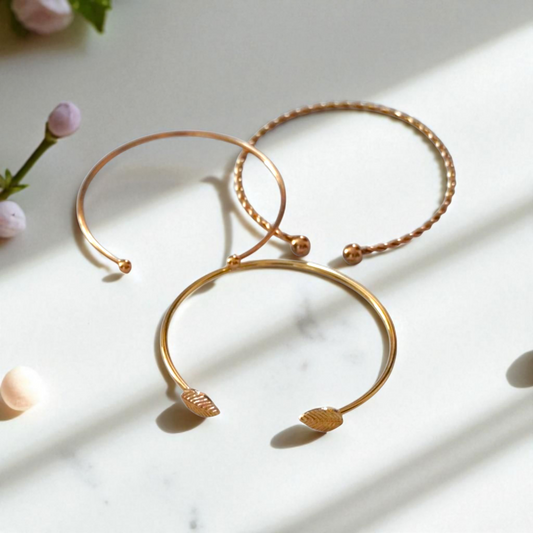 Golden Layered Bracelet Set – 3-Piece Imitation Jewelry for Effortless Stacking
